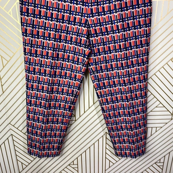 Piazza Sempione Audrey Print Crop Tapered Pants Pink & Navy Blue Size US 10 - Picture 3 of 11